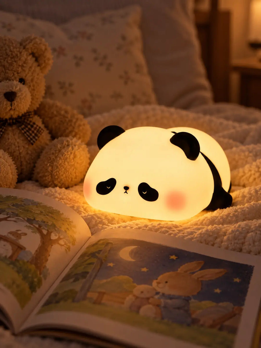 Panda Night Light Lamp for Kids Bedroom - 7 Color Changing, Soft Silicone Tap Control, Cute Gift for Girls & Toddlers
