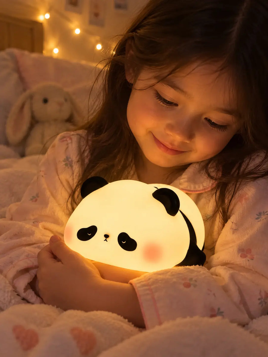 Panda Night Light Lamp for Kids Bedroom - 7 Color Changing, Soft Silicone Tap Control, Cute Gift for Girls & Toddlers