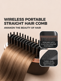 Portable Pocket Hair Straightener Comb – Wireless, Rechargeable, 3 Heat Levels