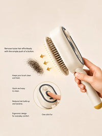 Self Cleaning Hair Brush – One Click Hair Removal Brush with Ergonomic Handle | Anti-Tangle Paddle Brush for Women & Men