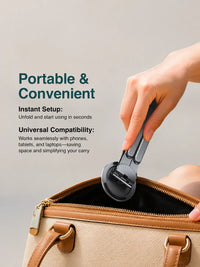 Foldable Laptop Stand with Phone & Tablet Holder | Portable Aluminium Riser for Desk - Adjustable Height, Ventilated, Multi-Device