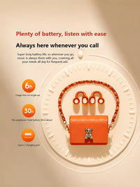 Q69 Ear Clip Wireless Earbuds – Bag Shape Case with Chain, Open Ear Bluetooth TWS Earphones with 72 Hours Total Playtime | Stylish Clip-On Headphones for Girls & Gifting
