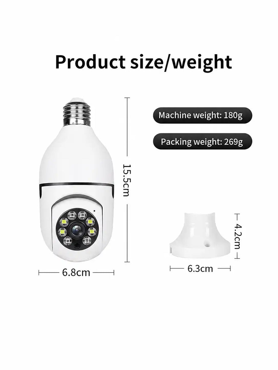 360° WiFi Bulb Camera 1080P | Wireless Security Camera with Light Socket, Motion Detection, Two-Way Audio, Night Vision — 2.4G & 5G