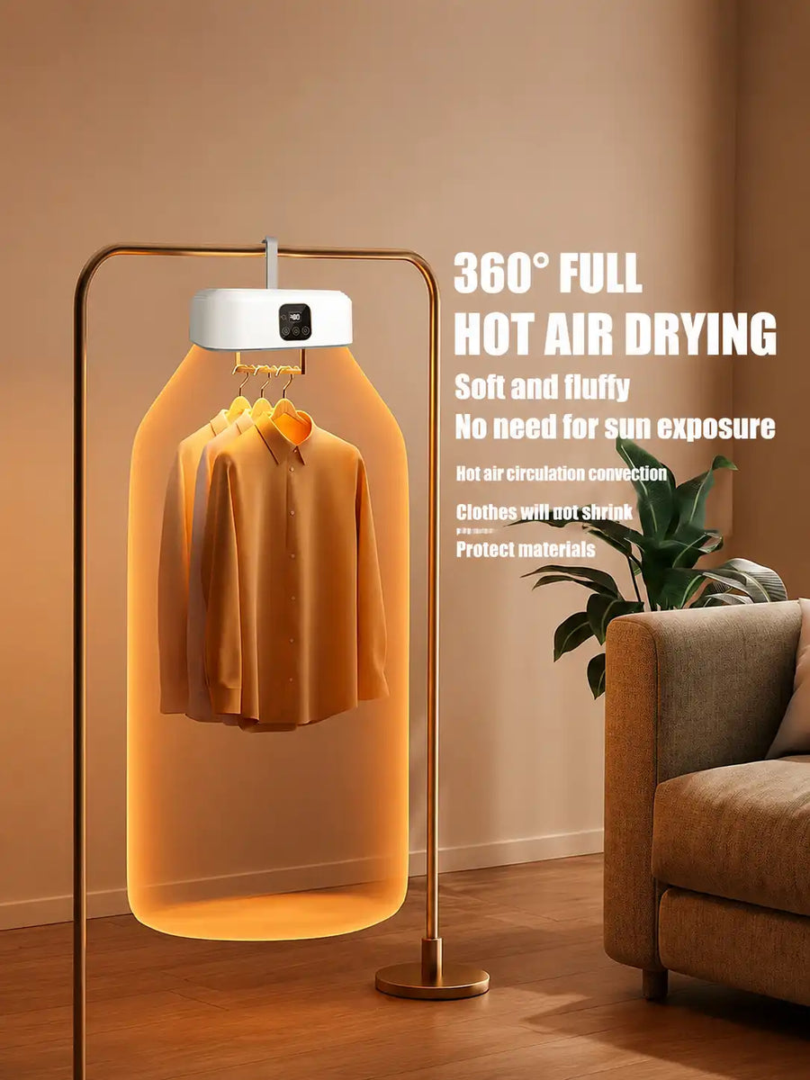 Electric Clothes Dryer Portable Foldable | Hot Air Cloth Drying Machine with Timer