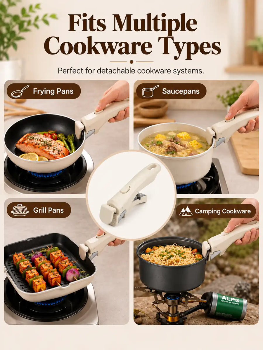 Universal Detachable Pot Handle - Removable Cookware Holder for Pots, Pans & Cookware