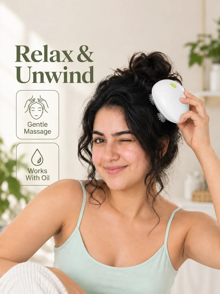 Electric Scalp & Body Massager - USB Rechargeable Head Massager with 96 Silicone Kneading Points