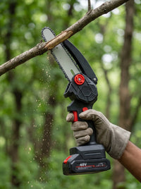 Cordless Mini Chainsaw 48V Rechargeable | Portable Battery Chainsaw for Wood Cutting