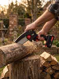 MZ CS72 6 Inch Cordless Mini Chainsaw with 18.5V Battery & Carry Case | Portable Electric Pruning Chainsaw for Wood Cutting & Tree Pruning