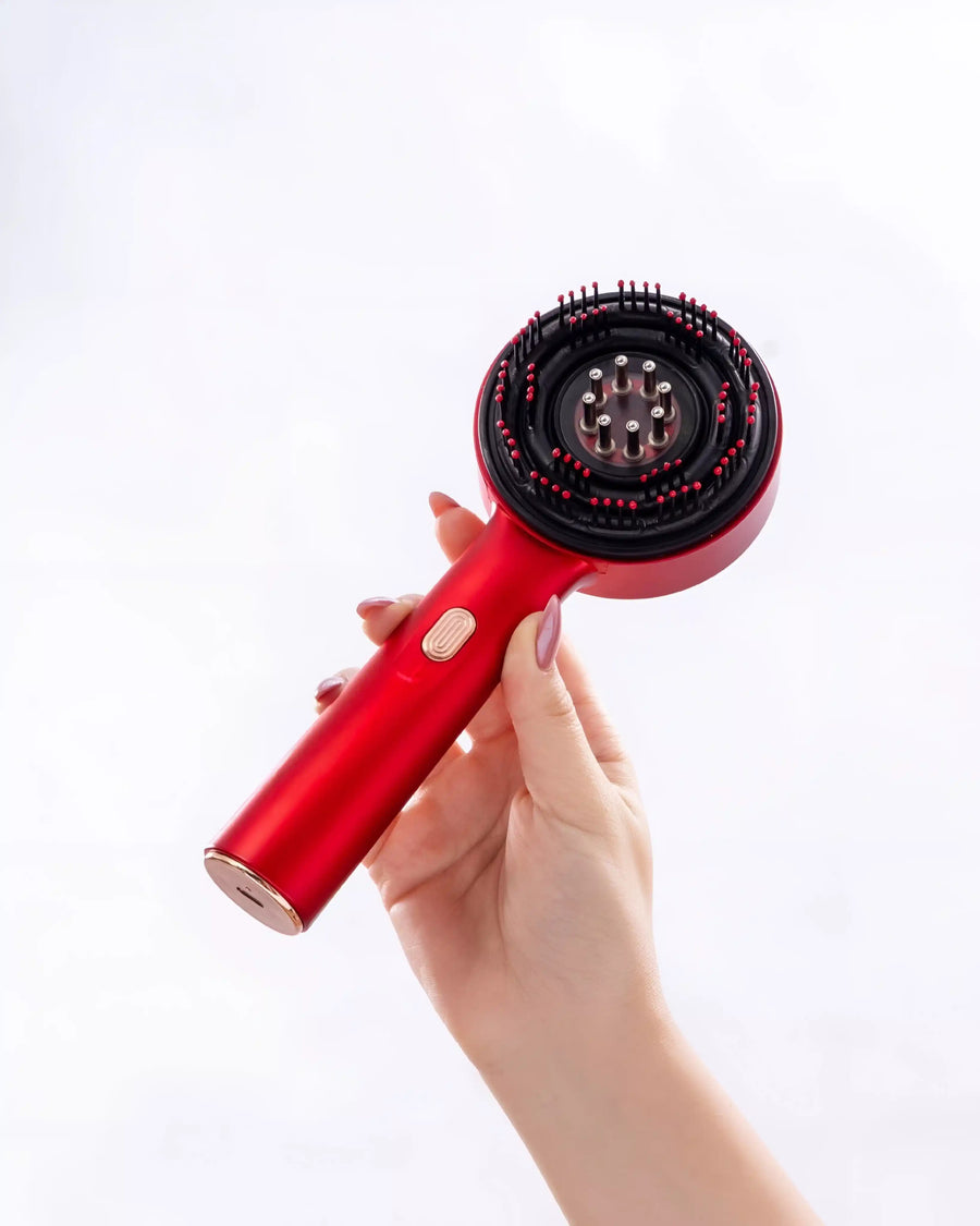 3-in-1 Electric Scalp Massager with 630nm Red Light Therapy | Rechargeable Hair Growth Comb, Vibration Massage & Oil Applicator for Men & Women