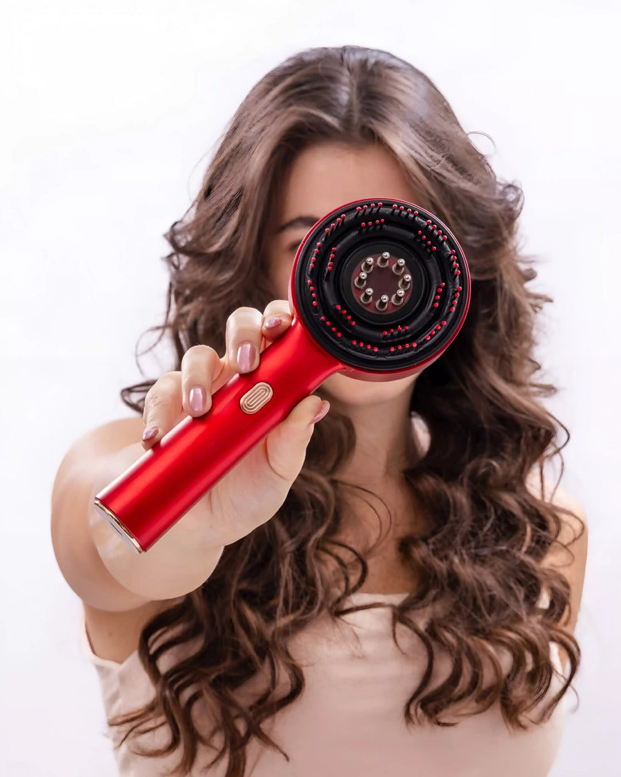 3-in-1 Electric Scalp Massager with 630nm Red Light Therapy | Rechargeable Hair Growth Comb, Vibration Massage & Oil Applicator for Men & Women