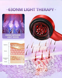 3-in-1 Electric Scalp Massager with 630nm Red Light Therapy | Rechargeable Hair Growth Comb, Vibration Massage & Oil Applicator for Men & Women
