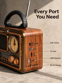Rock Light S586 Tik Tik Retro Speaker — 15W speaker, Bluetooth 5.0, AM/FM/SW radio, 2400mAh Battery