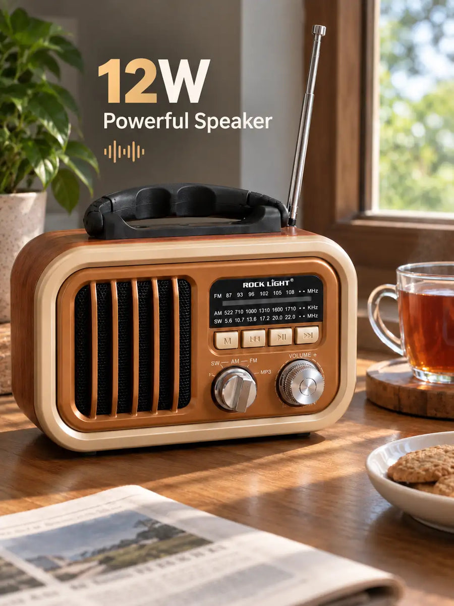 Rock Light S558 Vintage Wireless Speaker – Portable Retro Radio with Bluetooth