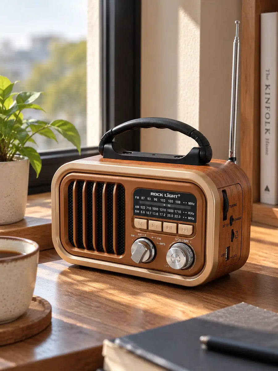 Rock Light S558 Vintage Wireless Speaker – Portable Retro Radio with Bluetooth