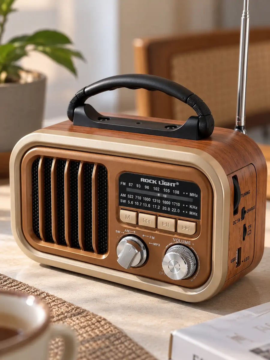 Rock Light S558 Vintage Wireless Speaker – Portable Retro Radio with Bluetooth