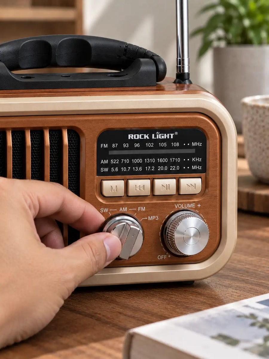 Rock Light S558 Vintage Wireless Speaker – Portable Retro Radio with Bluetooth