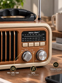 Rock Light S558 Vintage Wireless Speaker – Portable Retro Radio with Bluetooth